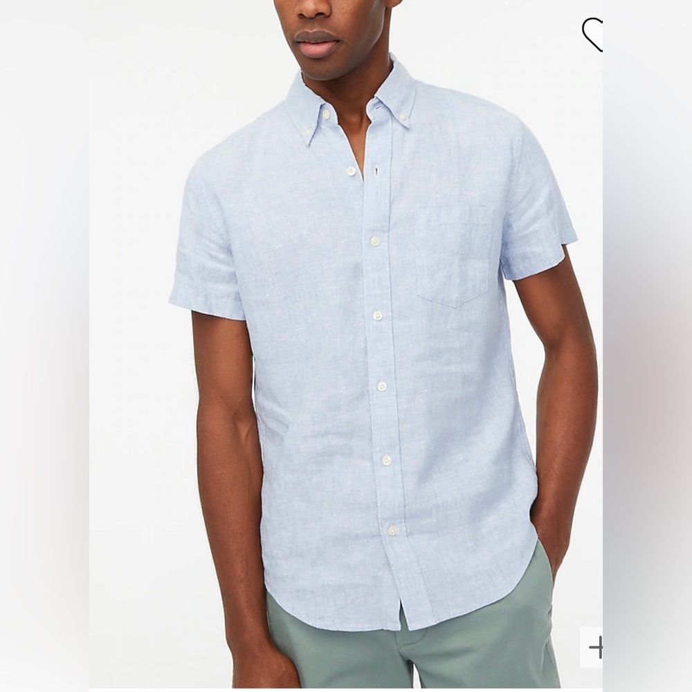 J Crew Short-sleeve slim linen-blend shirt
